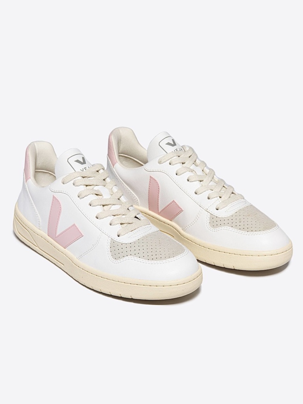 Veja V-10 CWL White Petale Low-Top Sneakers Size 8 Lace Up Tri-color